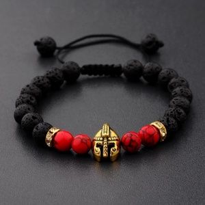 Spartan Red/Black Gold Helmet Bracelet